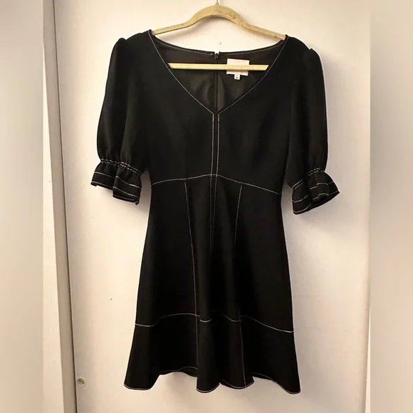 cinq a sept black dress Gothic A-line V Neck Long Sleeve Chapel Black Lace Wedding Dress main image 1
